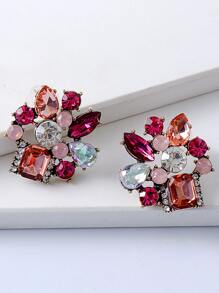 juran Rhinestone Decor Stud Earrings - Pink - View 7