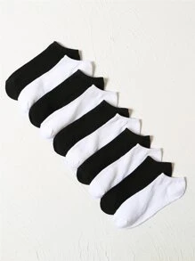 10 đôi Vớ mắt cá chân rắn - Đen và trắng - Xem 1