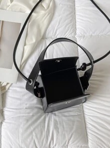 Mini Minimalist Box Bag - Black - View 4