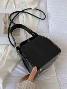 Mini Minimalist Box Bag - Black - View 8