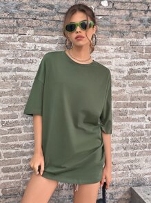 INAWLY Áo thun nữ Loại bướm Giải trí - xanh quân đội - Xem 2