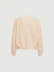 SHEIN MOD Cárdigan aplique tejido de cable - Beis - Ver 5