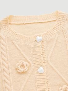 SHEIN MOD Cárdigan aplique tejido de cable - Beis - Ver 3