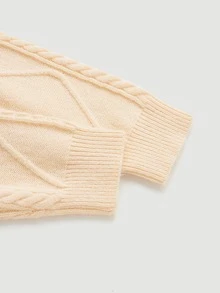 SHEIN MOD Cárdigan aplique tejido de cable - Beis - Ver 4