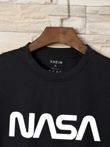 Manfinity Dauomo Men Letter Graphic Tee - Black - View 4