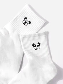 Panda Print Crew Socks - Multicolor - View 1