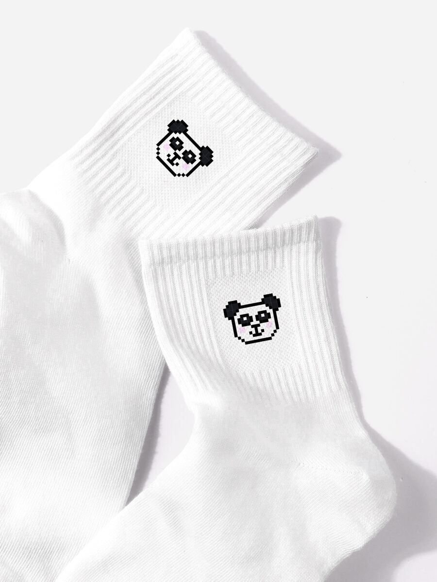 Panda Print Crew Socks - Multicolor - View 1