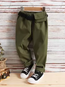 SHEIN 小男童翻蓋口袋搭扣腰帶長褲