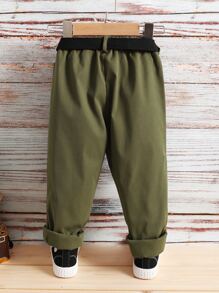 SHEIN 小男童翻蓋口袋搭扣腰帶長褲