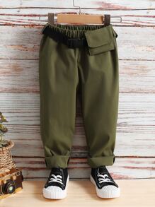 SHEIN 小男童翻蓋口袋搭扣腰帶長褲