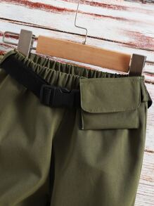 SHEIN 小男童翻蓋口袋搭扣腰帶長褲