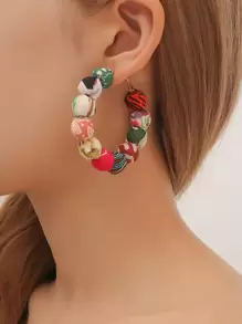 珠子裝飾圓耳環 - 彩色 - 查看 1