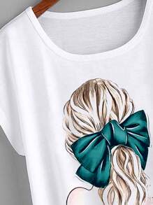 Mulvari Plus Heart & Figure Graphic Dolman Sleeve Tee - Green - View 3