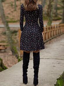 EURMUSE Ditsy Floral Print Surplice Front Dress - Multicolor - View 2