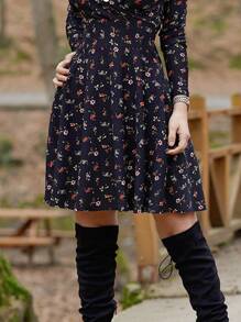 EURMUSE Ditsy Floral Print Surplice Front Dress - Multicolor - View 4