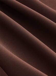 SHEIN MOD Fold Pleated Wide Leg Belted Trousers - Coffee Brown - View 4