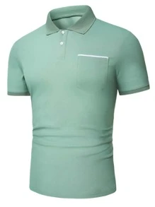 Manfinity Homme 男士補丁貼口袋POLO衫 - 薄荷綠 - 查看 3