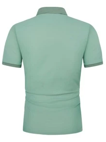Manfinity Homme 男士補丁貼口袋POLO衫 - 薄荷綠 - 查看 2