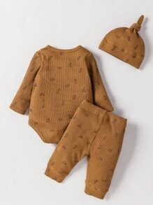 SHEIN Niño recién nacido Body cuerno con estampado con pantalones