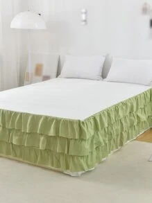 1pc Plain Ruffle Design Bed Skirt - Green - View 1