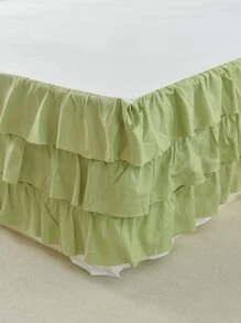 1pc Plain Ruffle Design Bed Skirt - Green - View 2