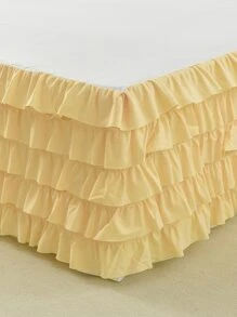 1 pieza Faldones de cama liso con diseño de fruncido - Amarillo - Ver 2