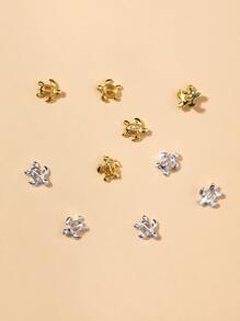 5 chiếc vàng + 5 chiếc bạc kim loại trang trí móng tay hình rùa - Nhiều màu - Xem 2