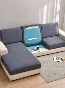 1pc Solid Color Sofa Seat Cushion Cover - Dark Grey - View 1