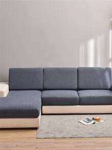 1pc Solid Color Sofa Seat Cushion Cover - Dark Grey - View 3