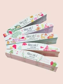 klimonla Christmas 5pcs Letter Graphic Nail File - Multicolor - View 5