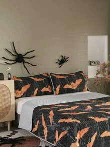 Halloween Bat Quilted Bedspread Set - Multicolor - View 7