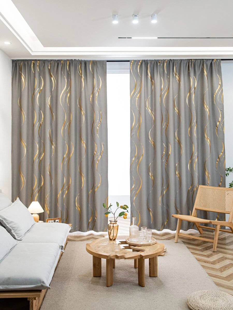 Metallic Print Single Panel Curtain, Blackout Curtain For Living Room, Bedroom - Multicolor - View 1