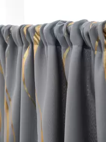 Metallic Print Single Panel Curtain, Blackout Curtain For Living Room, Bedroom - Multicolor - View 4