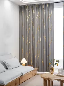 Metallic Print Single Panel Curtain, Blackout Curtain For Living Room, Bedroom - Multicolor - View 8