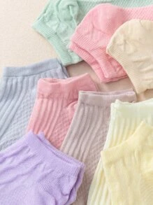 10pairs Girls Solid Ankle Socks - Nhiều màu - Xem 3