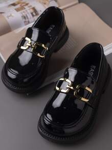 女孩金屬裝飾舒服時尚平底樂福鞋