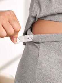 SHEIN Maternity Letter Graphic Wrap Knot Side Adjustable Elastic Waist Lounge Set - Light Grey - View 4