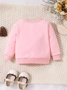 Baby Girl Slogan Graphic Sweatshirt - Baby Pink - View 2