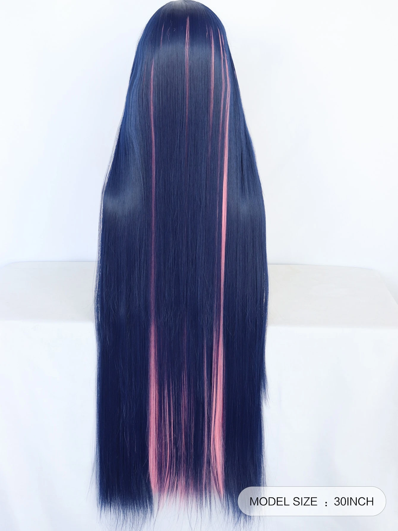 Miniatura 3 de 1 pieza Peluca sintética con tupe largo recto &amp; 1 pieza Gorro de peluca Multicolor