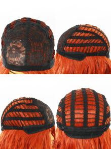 1入組短卷人造假髮和1入組假髮帽 - 橘色 - 查看 6