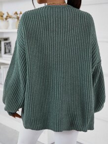 Chiquease Cárdigan de plumero de hombros caídos tejido de canalé