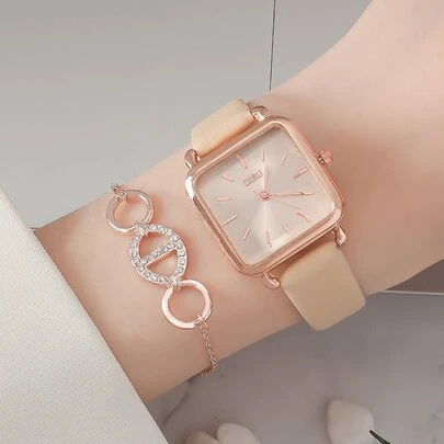 DISU 1 Đồng Hồ Thạch Anh Tối Giản & 1 Vòng Tay Kỳ Nghỉ Làm Quà Tặng Cho Học Sinh Trở Lại Trường Học