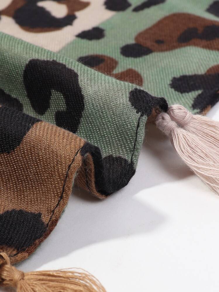 Khăn choàng tua rua họa tiết da báo Boho 1 chiếc cho nữ dùng trong mọi dịp - Nhiều màu - Xem 3