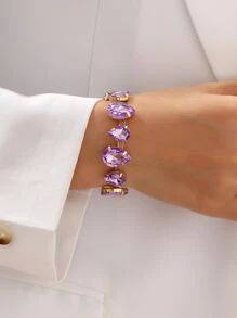 Vòng đeo tay trang trí giọt nước Rhinestone - Màu tím - Xem 1