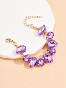 Vòng đeo tay trang trí giọt nước Rhinestone - Màu tím - Xem 2