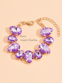 Vòng đeo tay trang trí giọt nước Rhinestone - Màu tím - Xem 4