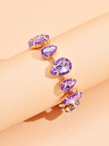 Vòng đeo tay trang trí giọt nước Rhinestone - Màu tím - Xem 5