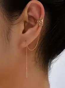 Nooxian 2入組花朵裝飾耳環 - 金黃色 - 查看 1