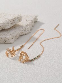 Nooxian 2入組花朵裝飾耳環 - 金黃色 - 查看 4