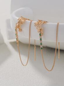 Nooxian 2入組花朵裝飾耳環 - 金黃色 - 查看 2